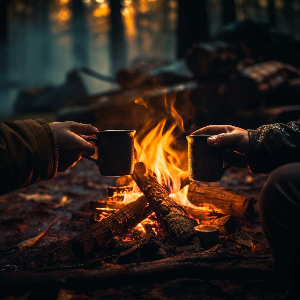 Erhvervsnetværk med kaffe rundt om bålet